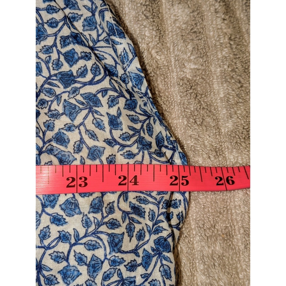 J. Crew Blue White‎ Floral Paisley Cap Sleeve Button Up Shirt Top Size L NWT $90 - Picture 8 of 12